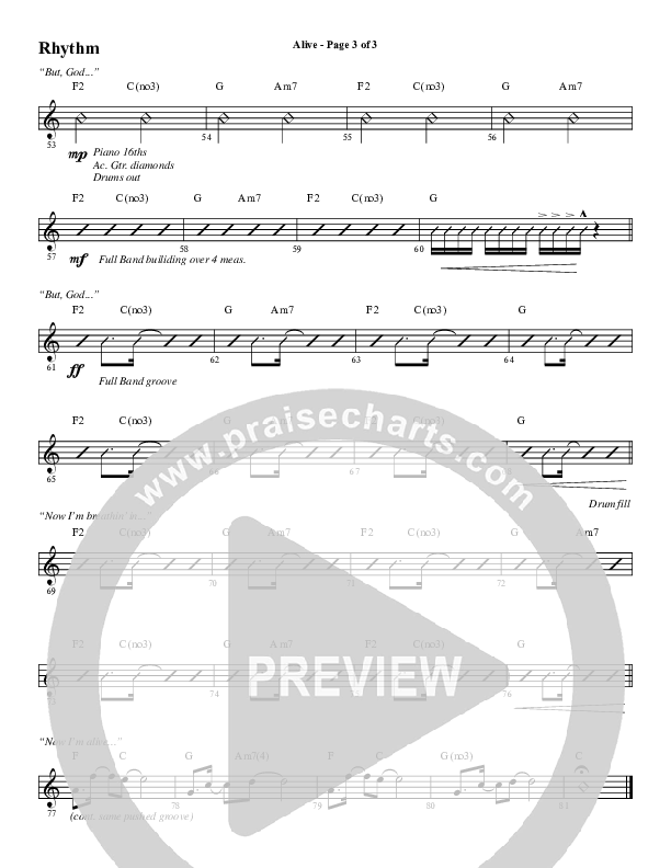 Alive (Choral Anthem SATB) Rhythm Chart (Word Music Choral / Arr. Cliff Duren)