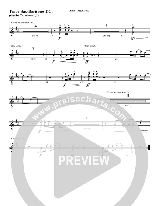 Alive (Choral Anthem SATB) Tenor Sax/Baritone T.C. (Word Music Choral / Arr. Cliff Duren)