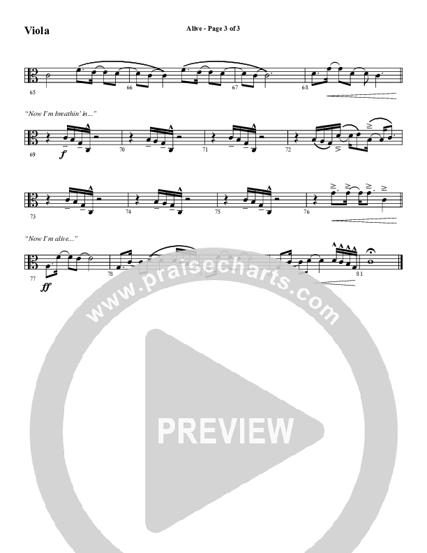 Alive (Choral Anthem SATB) Viola (Word Music Choral / Arr. Cliff Duren)