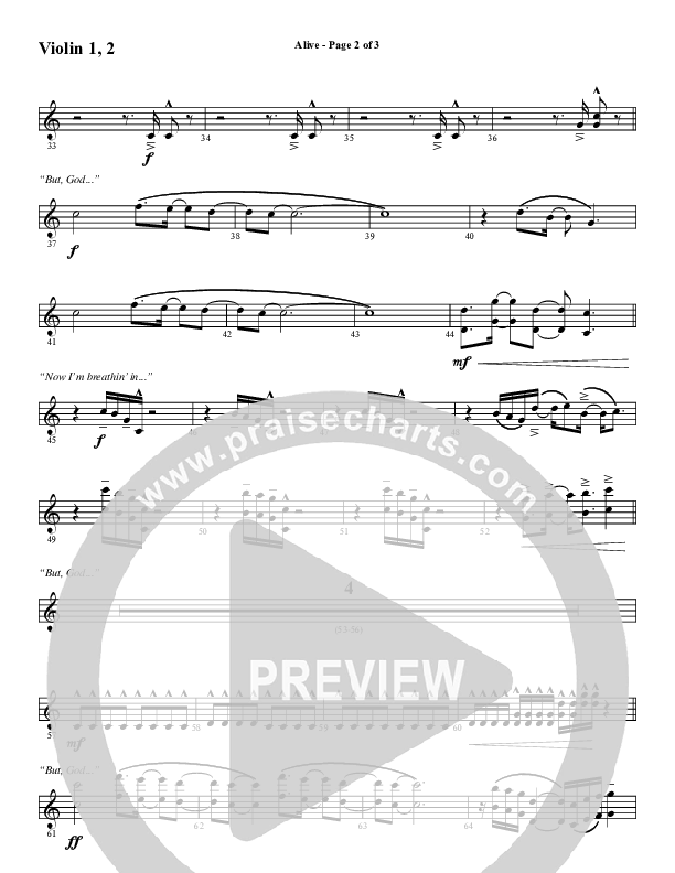 Alive (Choral Anthem SATB) Violin 1/2 (Word Music Choral / Arr. Cliff Duren)