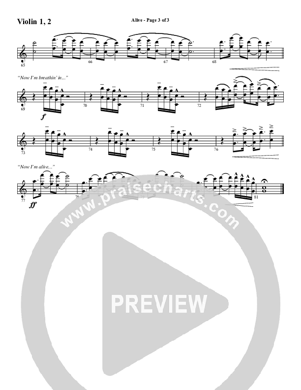 Alive (Choral Anthem SATB) Violin 1/2 (Word Music Choral / Arr. Cliff Duren)