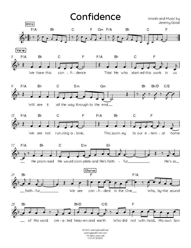Confidence Lead Sheet Melody (Jeremy Good)