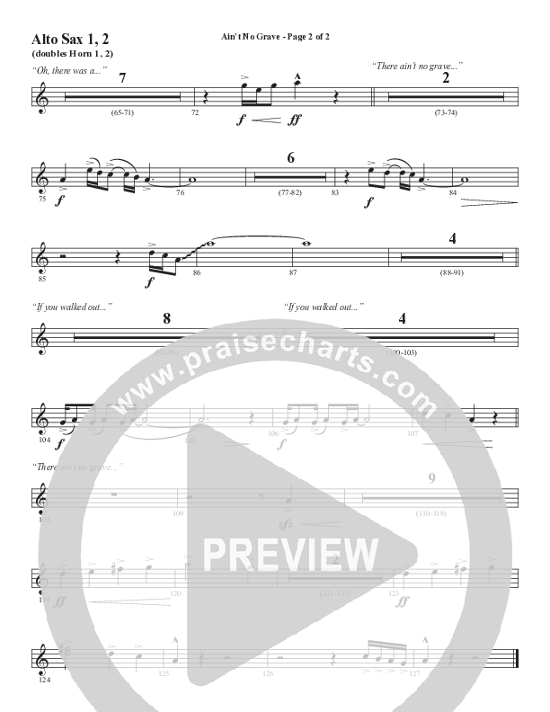 Ain't No Grave (Choral Anthem SATB) Alto Sax 1/2 (Word Music Choral / Arr. Luke Gambill)