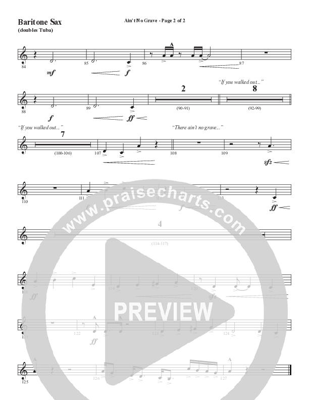Ain't No Grave (Choral Anthem SATB) Bari Sax (Word Music Choral / Arr. Luke Gambill)