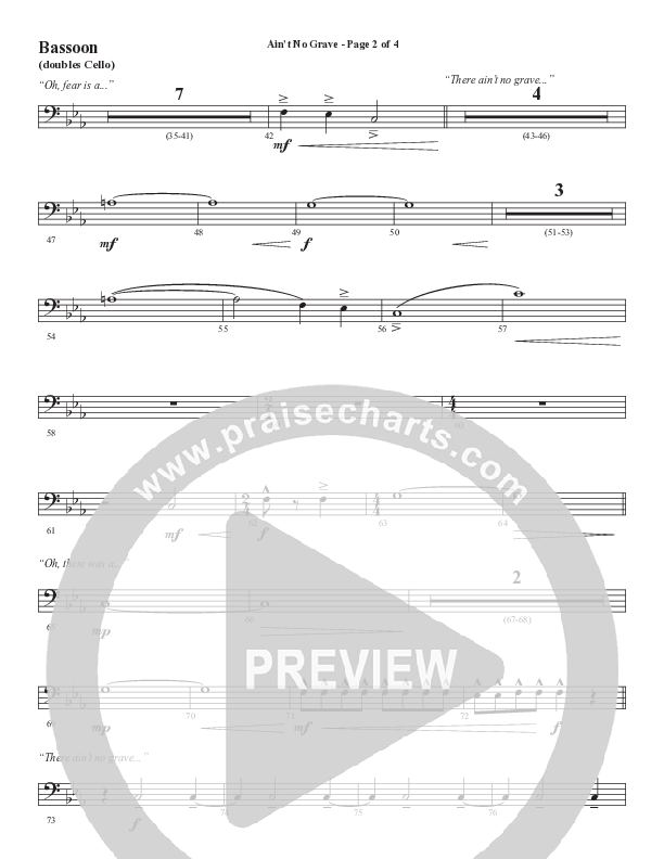 Ain't No Grave (Choral Anthem SATB) Bassoon (Word Music Choral / Arr. Luke Gambill)
