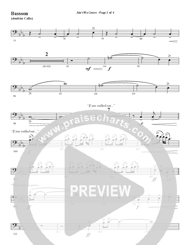Ain't No Grave (Choral Anthem SATB) Bassoon (Word Music Choral / Arr. Luke Gambill)