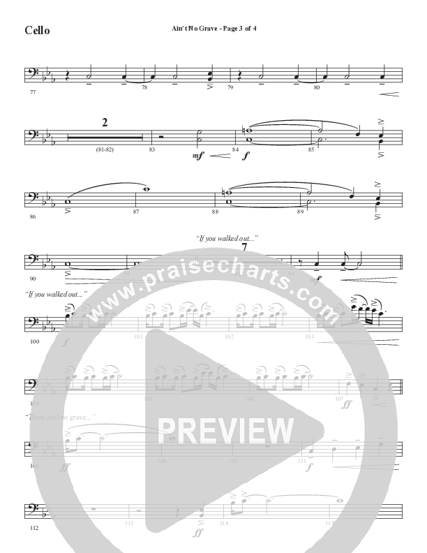 Ain't No Grave (Choral Anthem SATB) Cello (Word Music Choral / Arr. Luke Gambill)