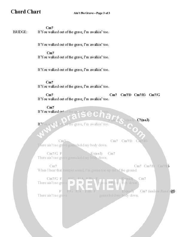 Ain't No Grave (Choral Anthem SATB) Chord Chart (Word Music Choral / Arr. Luke Gambill)