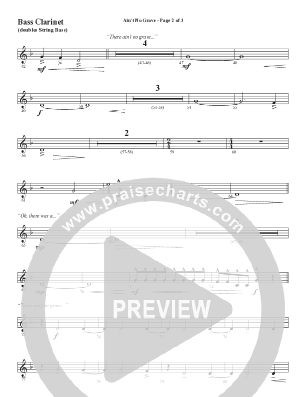 Ain't No Grave (Choral Anthem SATB) Clarinet (Word Music Choral / Arr. Luke Gambill)