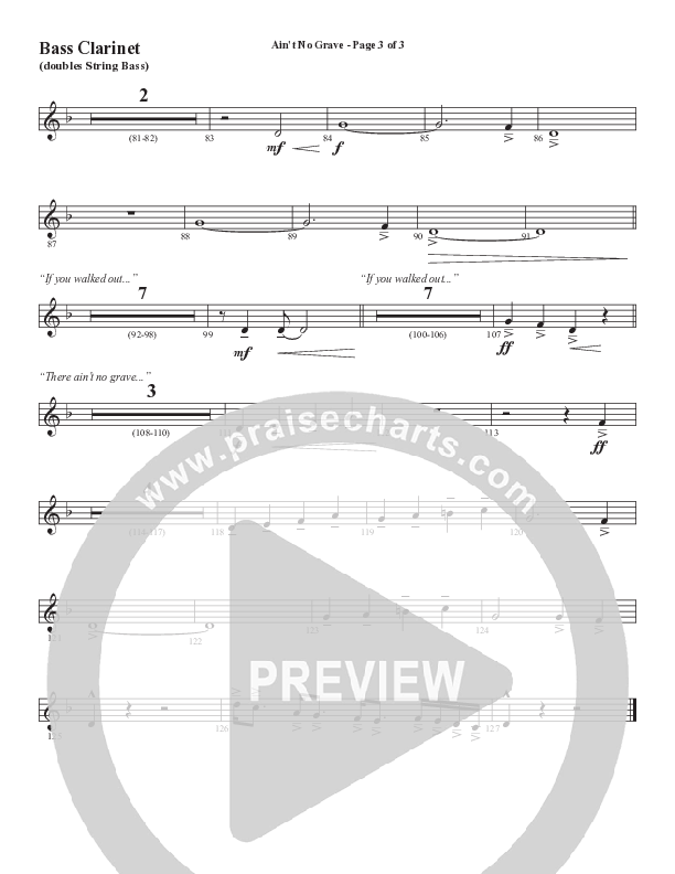 Ain't No Grave (Choral Anthem SATB) Clarinet (Word Music Choral / Arr. Luke Gambill)