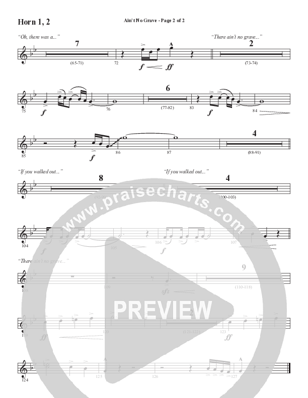 Ain't No Grave (Choral Anthem SATB) French Horn 1/2 (Word Music Choral / Arr. Luke Gambill)