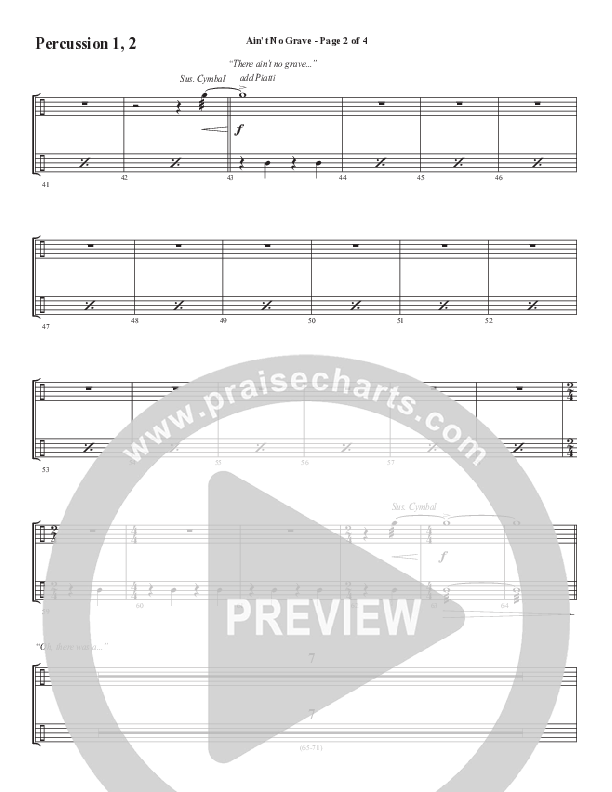 Ain't No Grave (Choral Anthem SATB) Percussion 1/2 (Word Music Choral / Arr. Luke Gambill)