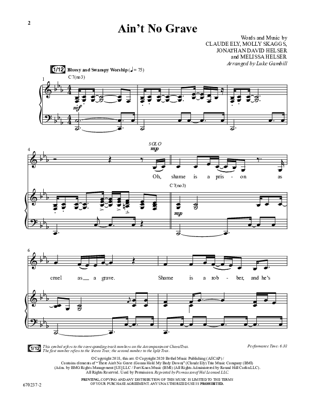 Ain't No Grave (Choral Anthem SATB) Anthem (SATB/Piano) (Word Music Choral / Arr. Luke Gambill)