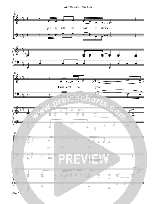 Ain't No Grave (Choral Anthem SATB) Anthem (SATB/Piano) (Word Music Choral / Arr. Luke Gambill)