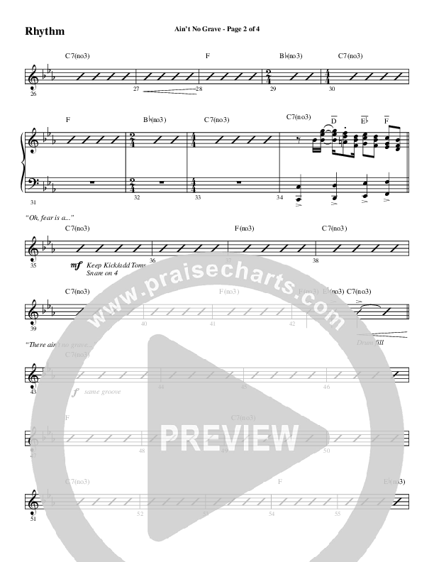 Ain't No Grave (Choral Anthem SATB) Rhythm Chart (Word Music Choral / Arr. Luke Gambill)