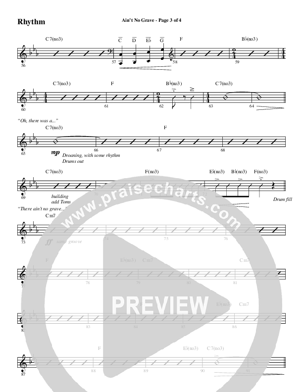 Ain't No Grave (Choral Anthem SATB) Rhythm Chart (Word Music Choral / Arr. Luke Gambill)