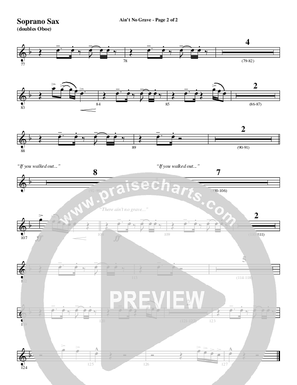Ain't No Grave (Choral Anthem SATB) Soprano Sax (Word Music Choral / Arr. Luke Gambill)