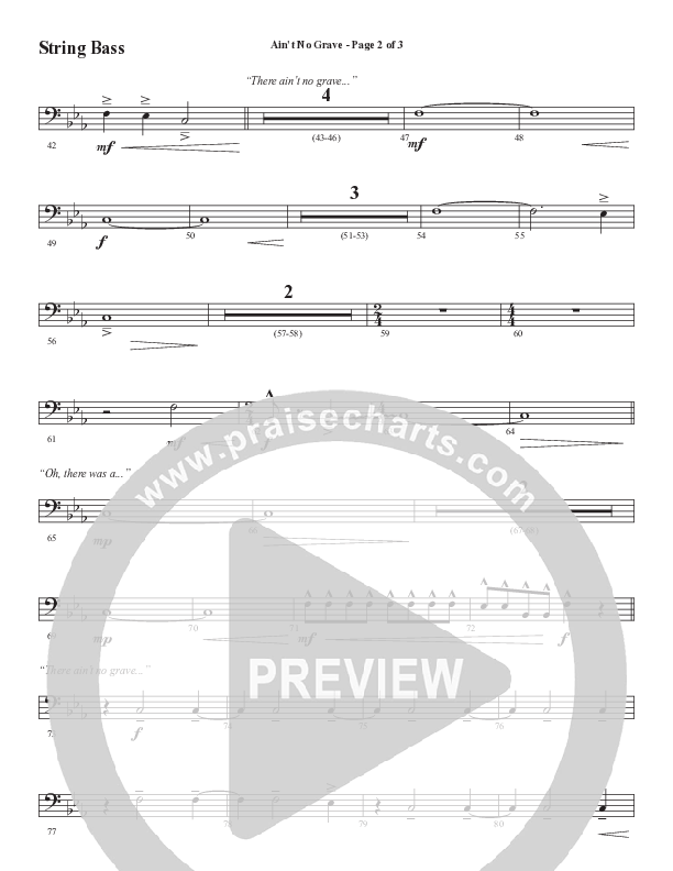 Ain't No Grave (Choral Anthem SATB) String Bass (Word Music Choral / Arr. Luke Gambill)