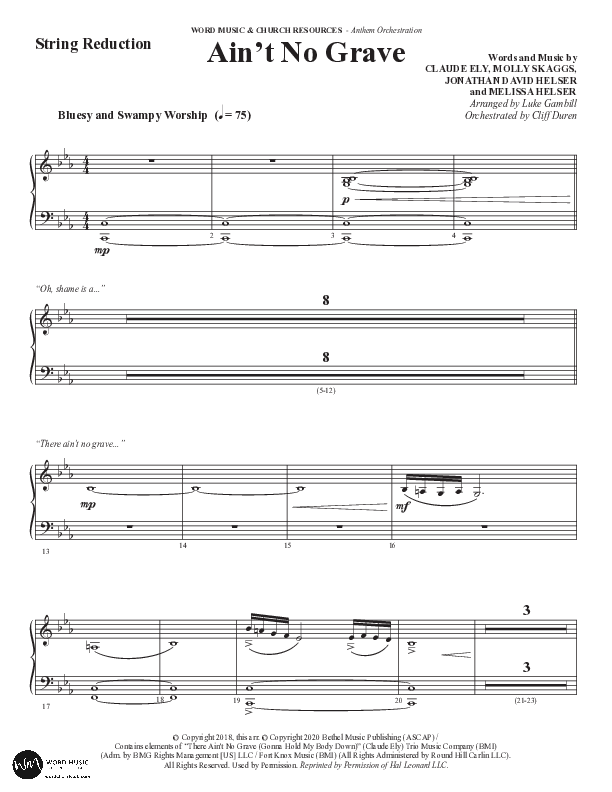 Ain't No Grave (Choral Anthem SATB) String Reduction (Word Music Choral / Arr. Luke Gambill)