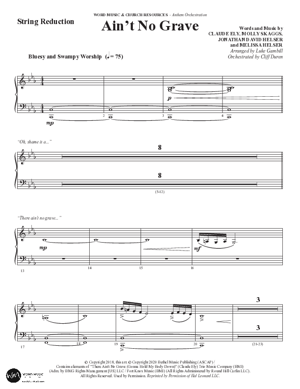 Ain't No Grave (Choral Anthem SATB) String Reduction (Word Music Choral / Arr. Luke Gambill)