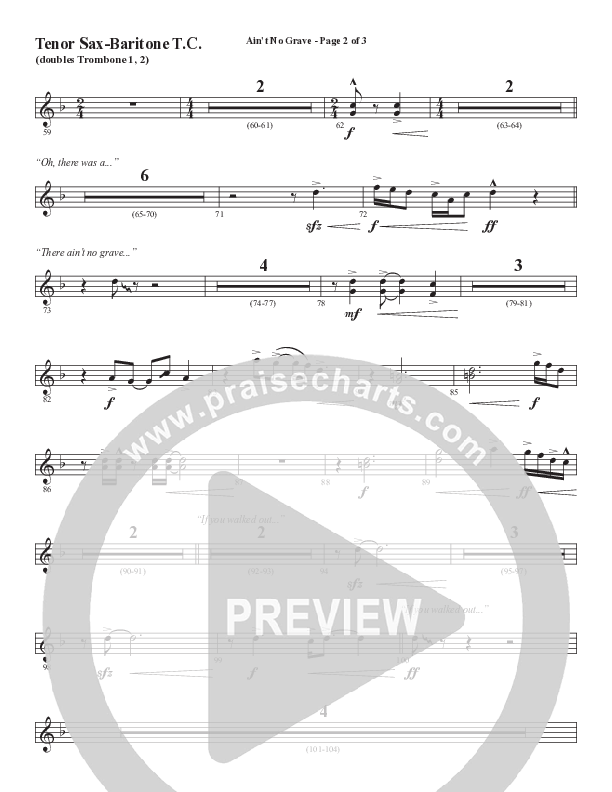 Ain't No Grave (Choral Anthem SATB) Tenor Sax/Baritone T.C. (Word Music Choral / Arr. Luke Gambill)