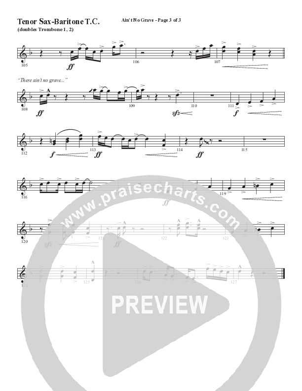 Ain't No Grave (Choral Anthem SATB) Tenor Sax/Baritone T.C. (Word Music Choral / Arr. Luke Gambill)