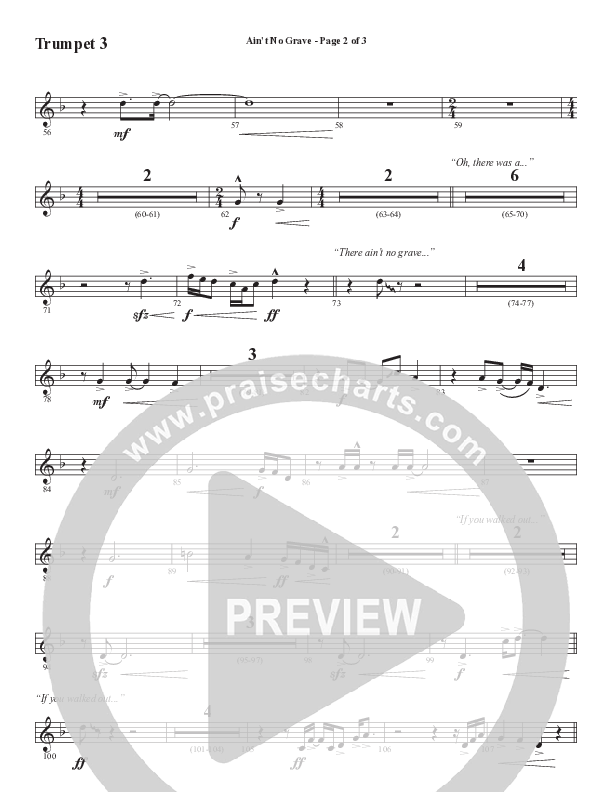 Ain't No Grave (Choral Anthem SATB) Trumpet (Word Music Choral / Arr. Luke Gambill)