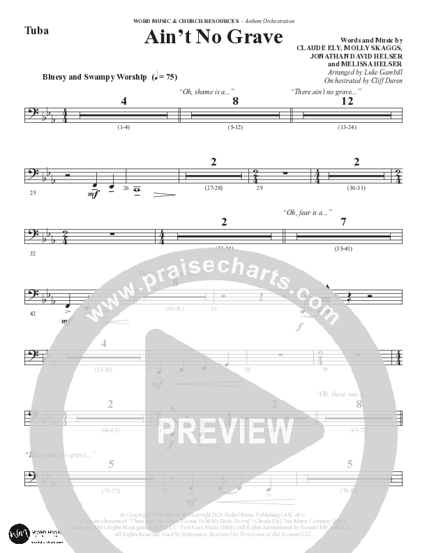 Ain't No Grave (Choral Anthem SATB) Tuba (Word Music Choral / Arr. Luke Gambill)