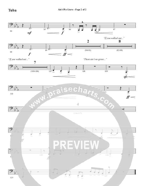 Ain't No Grave (Choral Anthem SATB) Tuba (Word Music Choral / Arr. Luke Gambill)