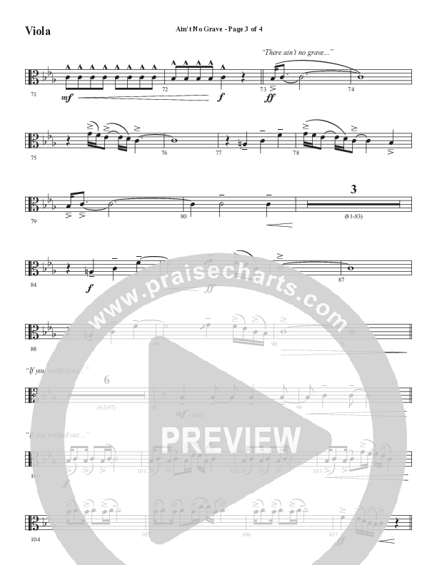 Ain't No Grave (Choral Anthem SATB) Viola (Word Music Choral / Arr. Luke Gambill)