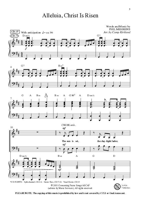 Alleluia Christ Is Risen (Choral Anthem SATB) Anthem (SATB/Piano) (Lorenz Choral / Arr. Camp Kirkland)