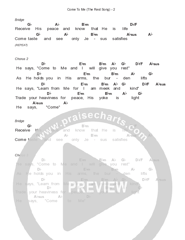 Come To Me (The Rest Song) Chord Chart (Steven & Hannah Musso)