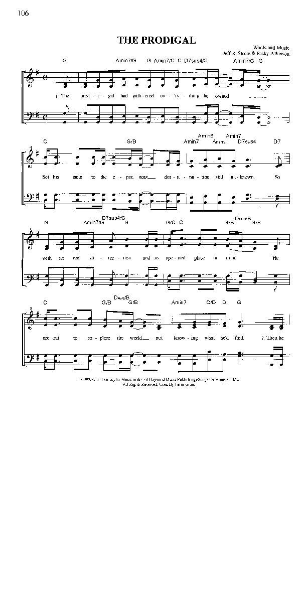 The Prodigal Lead Sheet (Tony Gore & Majesty)