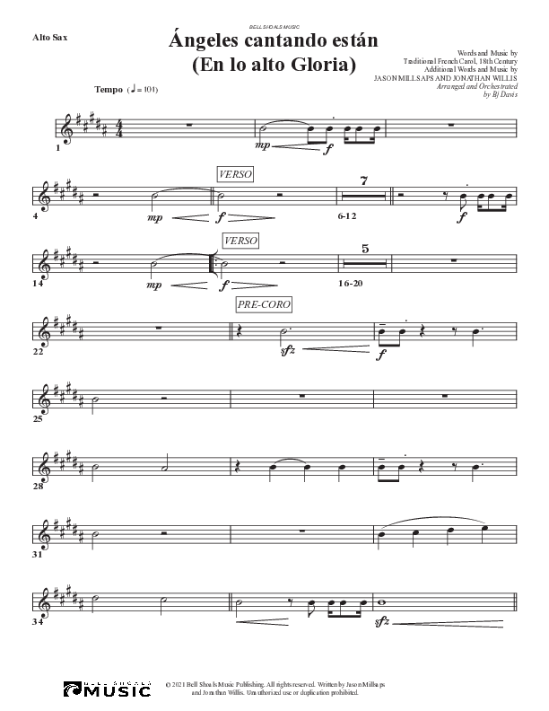 Angeles Cantando están (En lo alto Gloria) Alto Sax (Bell Shoals Music)