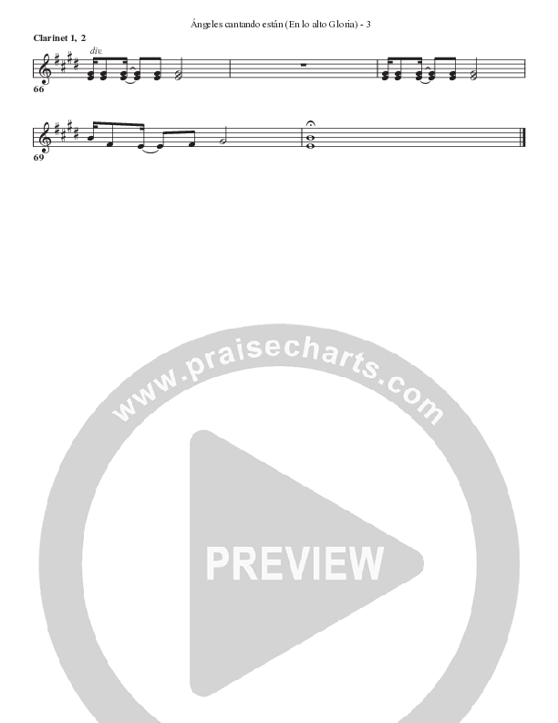 Angeles Cantando están (En lo alto Gloria) Clarinet 1/2 (Bell Shoals Music)