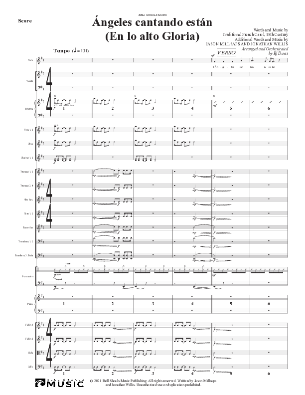 Angeles Cantando están (En lo alto Gloria) Conductor's Score (Bell Shoals Music)