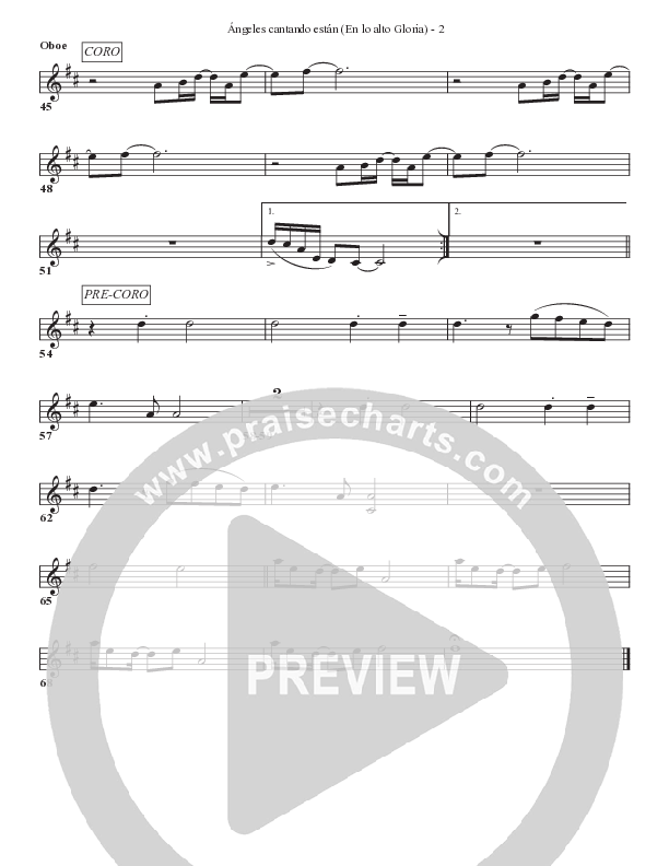 Angeles Cantando están (En lo alto Gloria) Oboe (Bell Shoals Music)