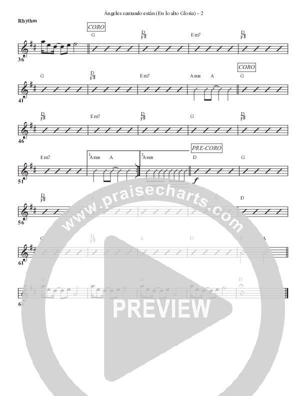 Angeles Cantando están (En lo alto Gloria) Rhythm Chart (Bell Shoals Music)
