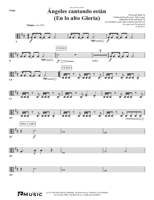 Angeles Cantando están (En lo alto Gloria) Viola (Bell Shoals Music)