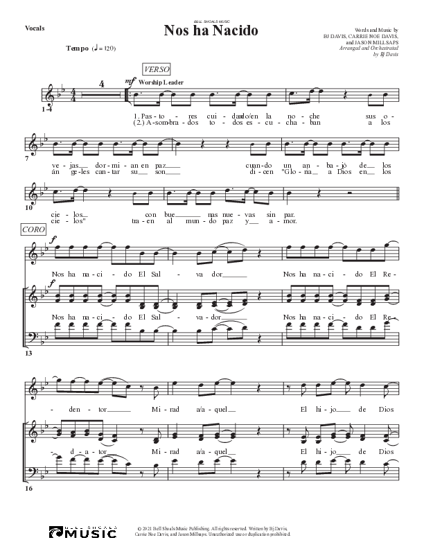 Nos ha Nacido Choir Sheet (Bell Shoals Music)