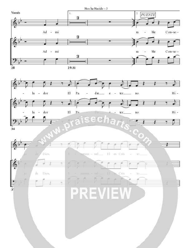 Nos ha Nacido Choir Sheet (Bell Shoals Music)