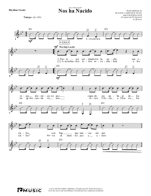 Nos ha Nacido Piano/Vocal (SATB) (Bell Shoals Music)