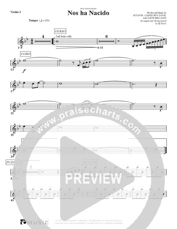 Nos ha Nacido Violin 2 (Bell Shoals Music)