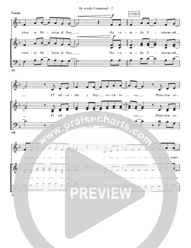 Ha venido Emmanuel Choir Sheet (Bell Shoals Music)
