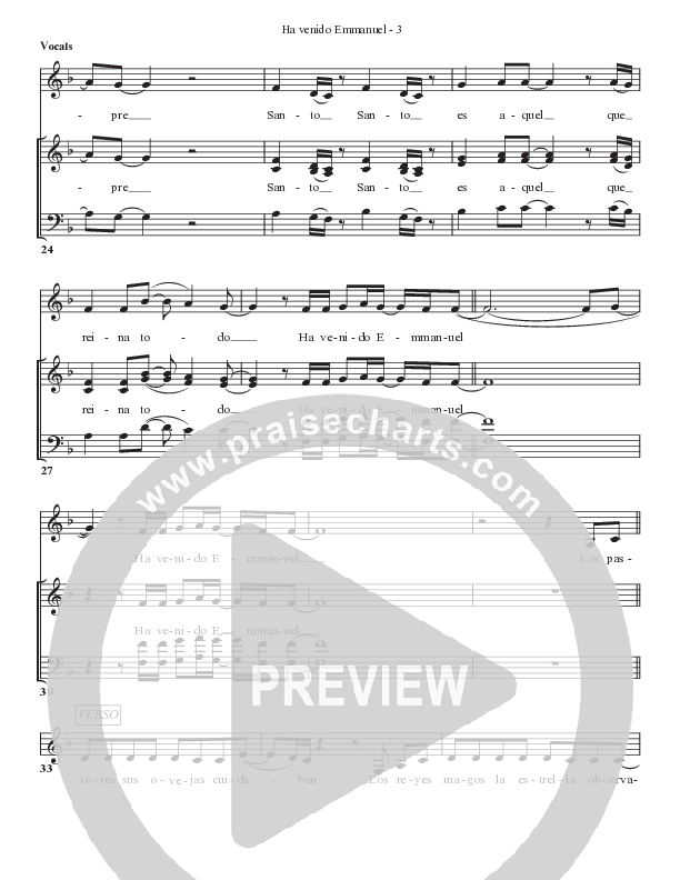 Ha venido Emmanuel Choir Sheet (Bell Shoals Music)
