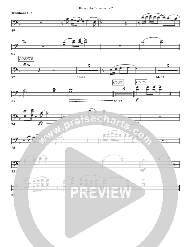 Ha venido Emmanuel Trombone 1/2 (Bell Shoals Music)