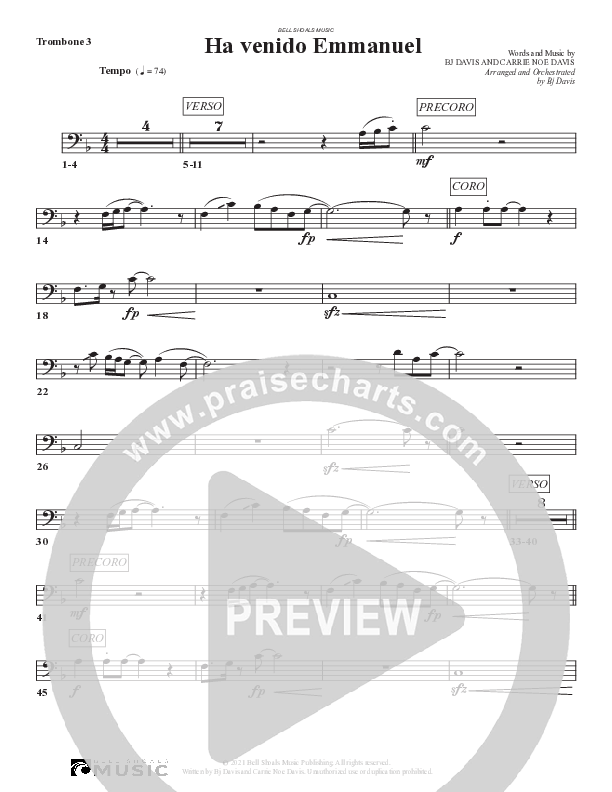 Ha venido Emmanuel Trombone 3 (Bell Shoals Music)