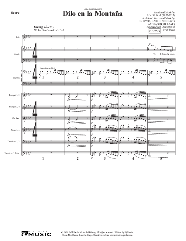Ve dilo en la Montaña Conductor's Score (Bell Shoals Music)