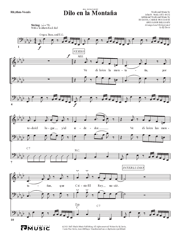 Ve dilo en la Montaña Piano/Vocal (SATB) (Bell Shoals Music)