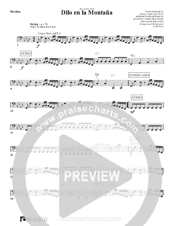 Ve dilo en la Montaña Rhythm Chart (Bell Shoals Music)